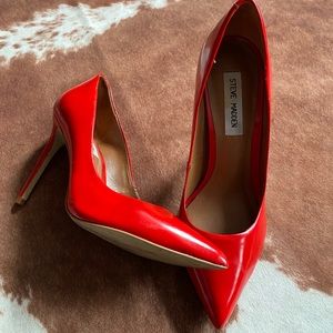 Red leather stiletto Steve Madden pumps